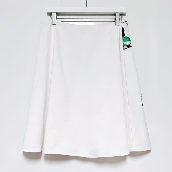 Cache Vintage Beaded Skirt A-Line Tropical Blossom Bamboo Floral SZ 4 White Y2K - Picture 2 of 11